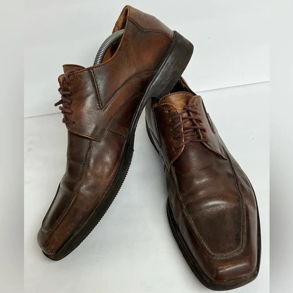LLOYD Leather Shoes Brown Square Toe Vintage Derby German Old Money Luxury 10.5